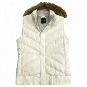 𝅺The North  Face Furallure Vest 600 Down Fill Faux Fur Removable Hood White XS